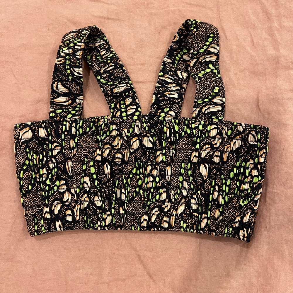 A.L.C. Black and Green Geometric Top